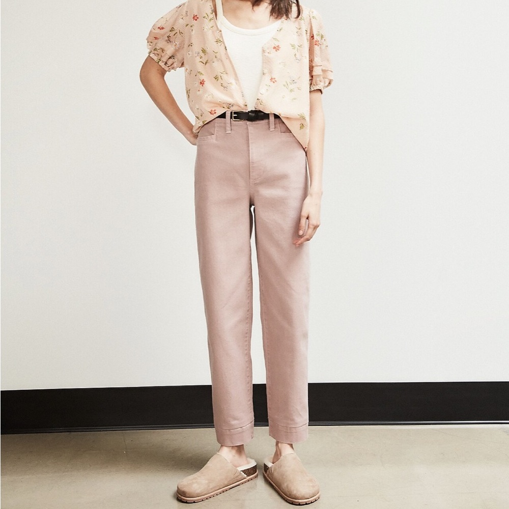 Madewell Slim Emmett Tapered Pants, Pink, Size 25